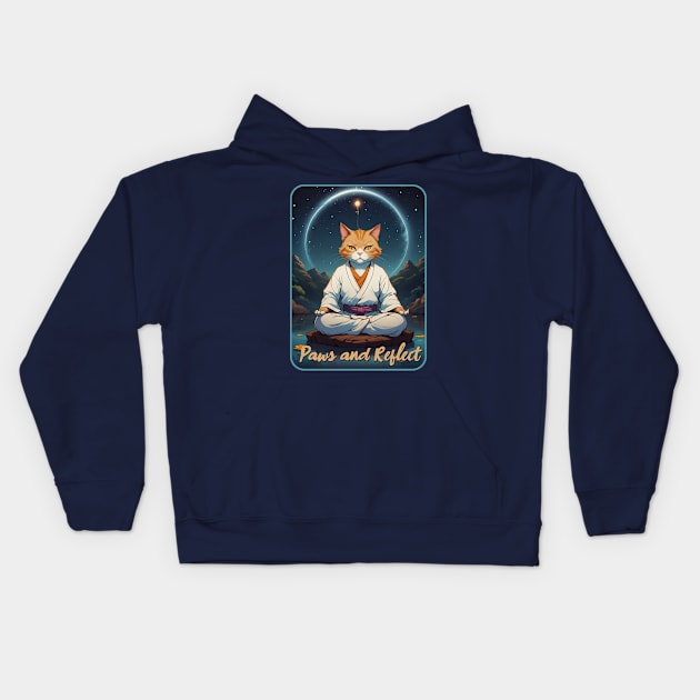 Paws and Reflect [cat pun] Kids Hoodie by Blended Designs